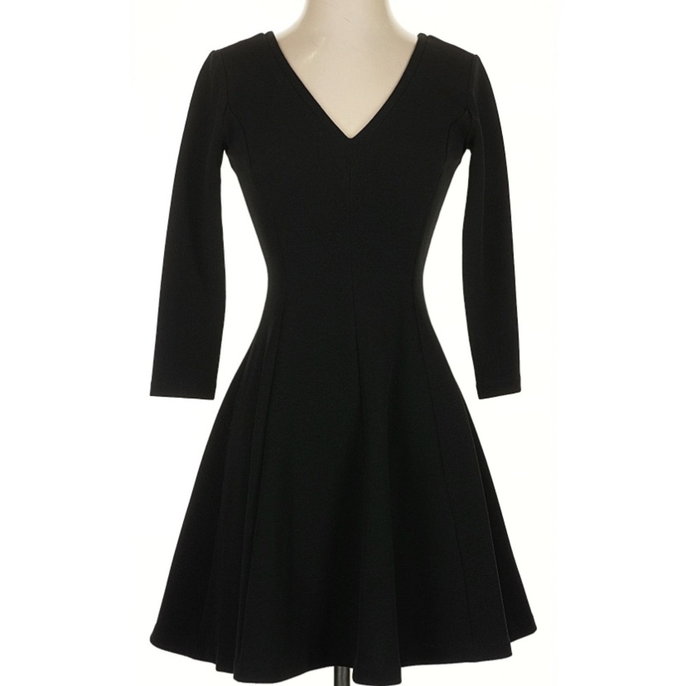 Elegant Black Cocktail V-Neck Dress
